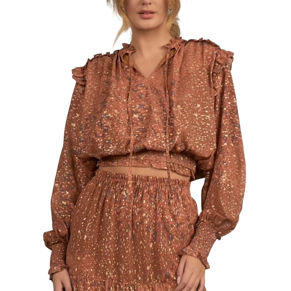 NWT Elan Orange Peasant Top